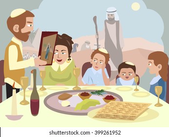 Reading the Haggadah at Seder table