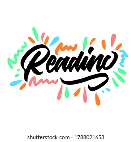 Reading hand lettering design,modern brush calligraphy. hand written type for print,banner,poster,etc. lettering vector.