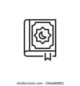 Reading the holy quran icon. Islamic al quran Muslim and Ramadan glyph Theme. Islamic religion book simple logo. Vector illustration. design on white background.