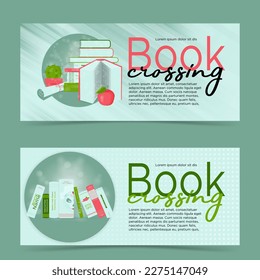 Reading. horizontal vector banner with books. colorful design illustration. Cartoon vector illustration. 