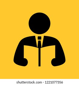 Reading human vector icon illustration isolated on yellow background