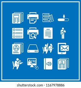 reading icon. 16 reading vector set. audiobook, document paper, newspaper and router icons for web and design about reading theme