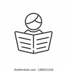 Reading icon with black line design. reading vector illustration 