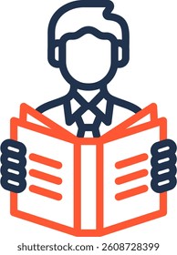 Reading Icon Color Line Vector Illustration