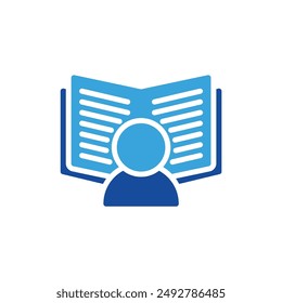 reading icon color or logo illustration glyph color blue style