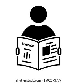 Reading icon design. Student reading book icon in trendy silhouette style design. Vector illustration.