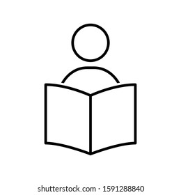 Reading icon design. Studying sign icon in trendy flat style design. Vector illustration.