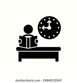 reading icon, isolated black icon theme learning