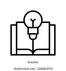 reading icon. Line Art Style Design Isolated On White Background
