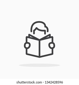Reading icon in line style. For your design, logo. Vector illustration. Editable Stroke.