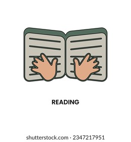 Reading icon in lineal color style. Design element of International Literacy Day. Vector illustration logo template in trendy flat design style. Editable graphic resources for many purposes.