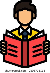 Reading Icon Lineal Color Vector Illustration