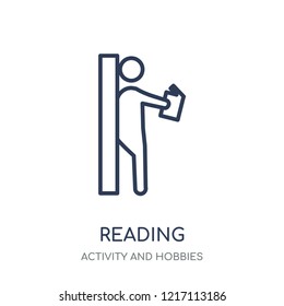 Reading icon. Reading linear symbol design from Activity and Hobbies collection. Simple outline element vector illustration on white background.