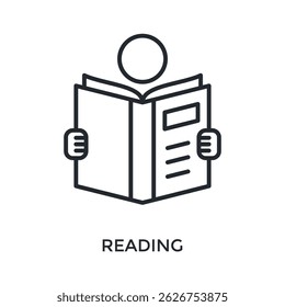 Estilo de contorno de icono de lectura. Ilustración vectorial Para El Diseño gráfico