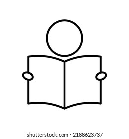 Reading icon. people with book. icon related to education. line icon style. Simple design editable
