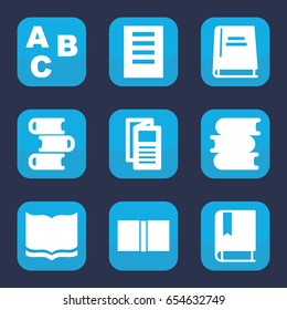 Reading icon. set of 9 filled reading icons such as book, news, document