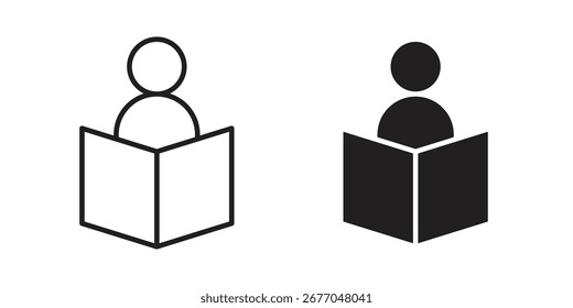 Reading icon set line art and glyph design. Eps10