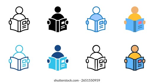 Reading icon set multiple style collection 
