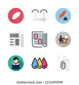 reading icon set. vector set about router, quill, student and newspaper icons set.