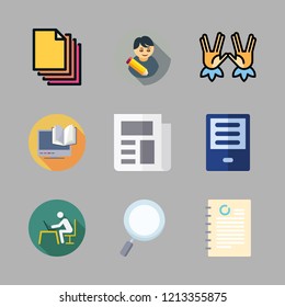 reading icon set. vector set about kabbalah, blank page, newspaper and document icons set.