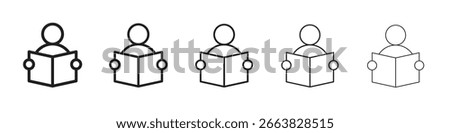 Reading icon simple editable stroke series pack. eps10