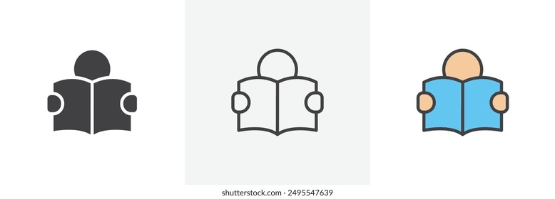 Reading icon symbol collection on white background.