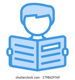 Symbol im blauen Stil für jedes Projekt lesen, für die mobile App-Präsentation auf der Website verwenden
