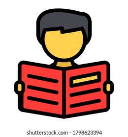 Reading icon vector illustration in Filled Line style for any projects, use for website mobile app presentation