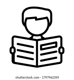 Reading icon vector illustration in line style for any projects, use for website mobile app presentation