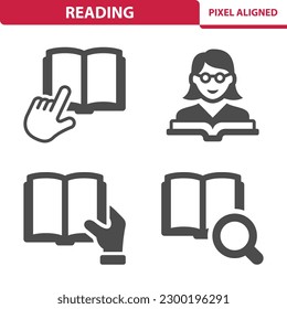 Reading Icons. Book, Student, Library. Professional, pixel perfect vector icon set.