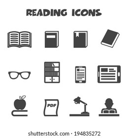 reading icons, mono vector symbols