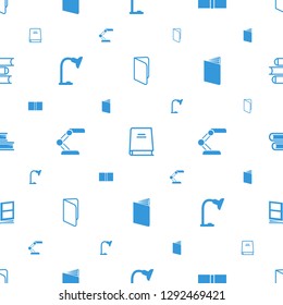 reading icons pattern seamless white background. Included editable filled and outline book, table lamp, photo album icons. reading icons for web and mobile.