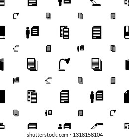 reading icons pattern seamless white background. Included editable filled news, table lamp, man and document, document, paper, book icons. reading icons for web and mobile.