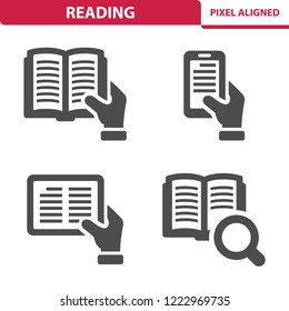 Reading Icons. Professional, pixel perfect icons, EPS 10 format.