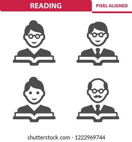 Reading Icons. Professional, pixel perfect icons, EPS 10 format.