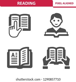 Reading Icons. Professional, pixel perfect icons, EPS 10 format.