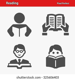 Reading Icons. Professional, pixel perfect icons optimized for both large and small resolutions. EPS 8 format.