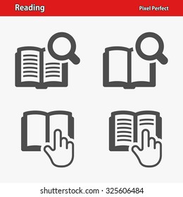 Reading Icons. Professional, pixel perfect icons optimized for both large and small resolutions. EPS 8 format.