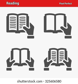 Reading Icons. Professional, pixel perfect icons optimized for both large and small resolutions. EPS 8 format.