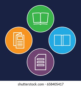 Reading icons set. set of 4 reading outline icons such as news, book