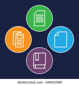 Reading icons set. set of 4 reading outline icons such as news, paper