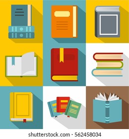 Reading icons set. Flat illustration of 9 reading vector icons for web