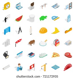 Reading icons set. Isometric style of 36 reading vector icons for web isolated on white background