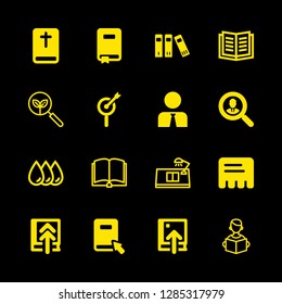 reading icons set with magnifying glass, uploading book and student vector set