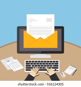 Reading inbox email. Business e-mail. Email inbox concept