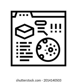 reading information of soil testing in internet line icon vector. reading information of soil testing in internet sign. isolated contour symbol black illustration