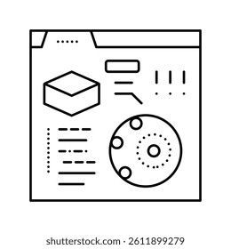 reading information of soil testing in internet line icon vector. reading information of soil testing in internet sign. isolated contour symbol black illustration