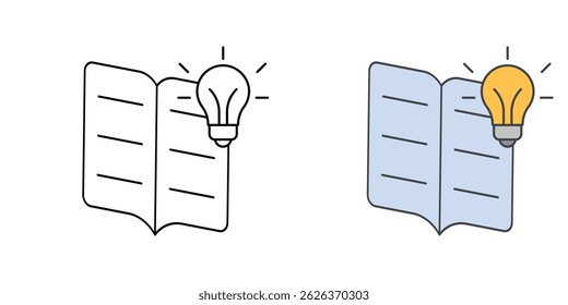 Reading instructions icon – paper with a lightbulb symbol, representing understanding guidance, following directions, and learning how to do something.
