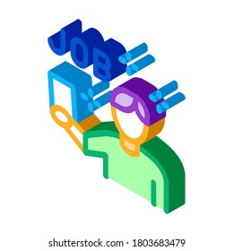 Reading Job Ads Icon Vector. Isometric Reading Job Ads Sign. Color Isolated Symbol Illustration