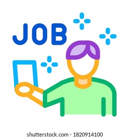 Reading Job Ads Icon Vector. Reading Job Ads Sign. Isolated Contour Symbol Illustration